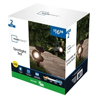 Mainstays 20 Lumen Solar Outdoor Landscape Spotlights, Black (2-Pack), MS 2PK 20L SOLAR SPOTLIGHT