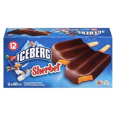 Barres de sorbet à l'orange avec enrobage chocolaté Iceberg