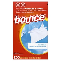 Bounce Fabric Softener Dryer Sheets, Fresh Linen, 200 count, 200CT