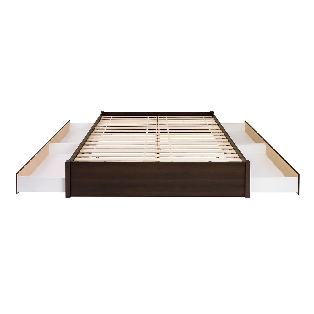 Prepac 63 in W x 16 in H x 83 in D Queen Select 4-Post Platform Bed with 4 Drawers