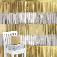 Modern Christmas Gold & Silver Foil Fringe Garland Photo Backdrop Kit 4 ft, 5 ct