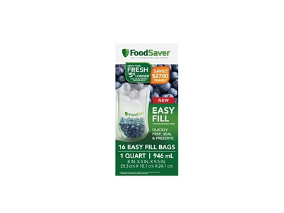FoodSaver Easy Fill Sacs de qualité commerciale et réutilisables alimentaire 1 Quart