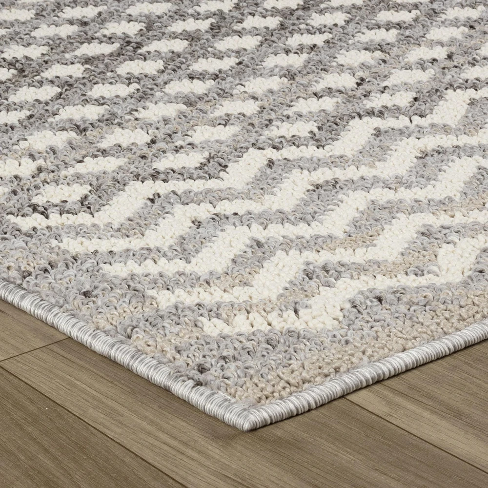 Rug Branch Jules Moroccan Indoor Area Rug, Grey Beige, Geometric - Living Room, Bedroom, Dining Room, and Kitchen