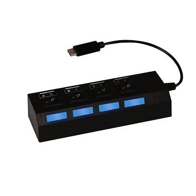Jensen USB C à 4 Port USB A Hub - Noir