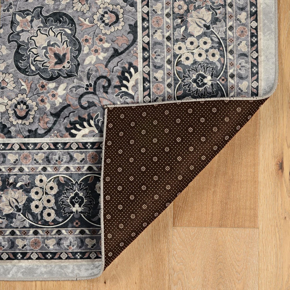 Tapis Emerald Barton noir & crème de 5 pi x 7 pi
