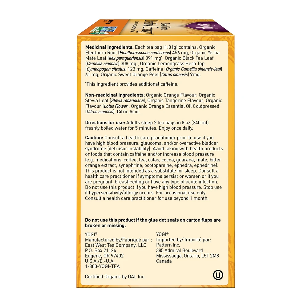 Yogi Sweet Citrus Positive Energy, Contains Caffeine Black Tea Bags, - 16 Count