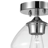 Plafonnier semi-encastré en métal à 1 lumière, collection Harrow par Globe Electric, de couleur chrome, abat-jour en verre transparent, 60875