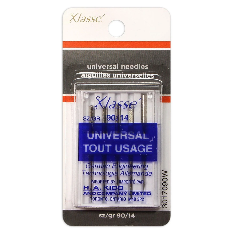 Klassé Universal Sharps Size 90/14 Sewing Machine Needles, 5 count