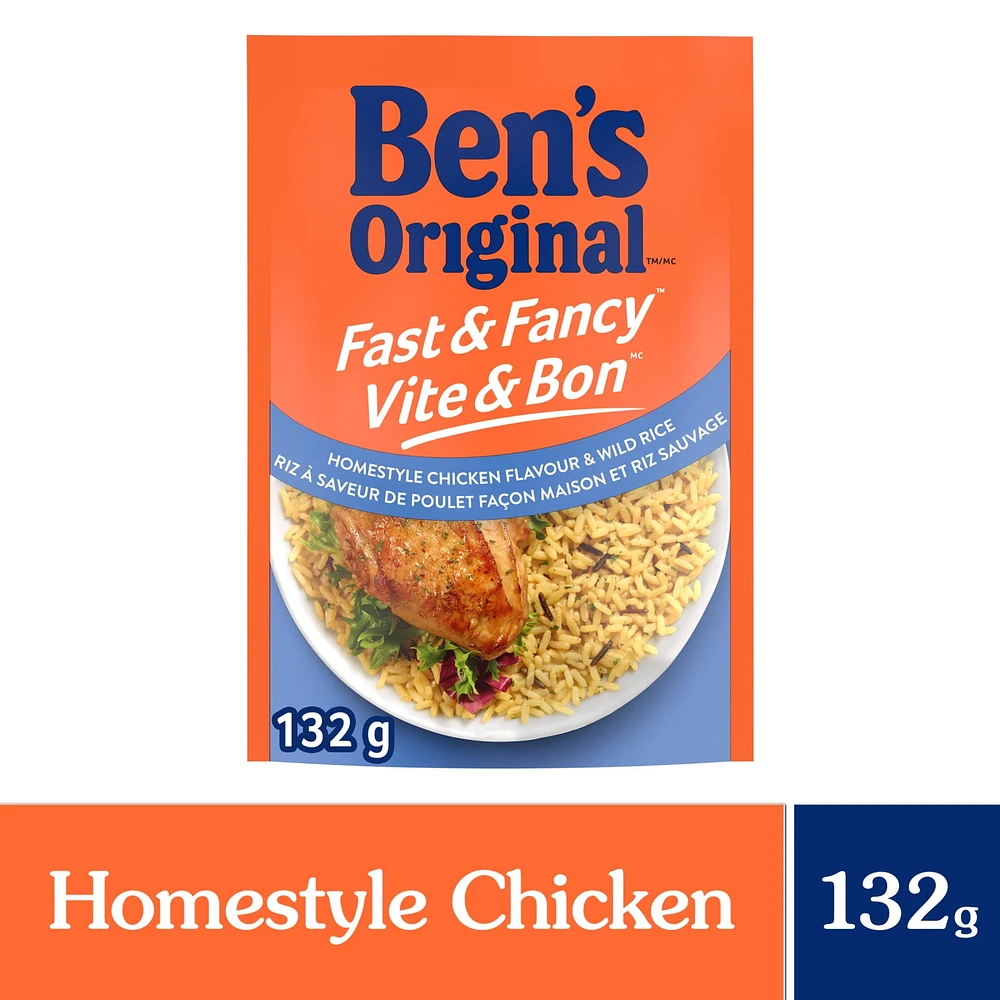 BEN'S ORIGINAL FAST & FANCY Homestyle Chicken Flavour & Wild Rice, 132g pouch, Perfect Every Time™