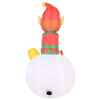 Occasions 5 Foot Inflatable Elf On Ornament with LED Lights