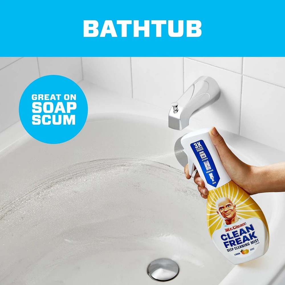 Trousse de départ de bruine nettoyante en profondeur multi-surfaces en vaporisateur M. Net Clean Freak, parfum Zeste de citron 1 unité, 473 mL