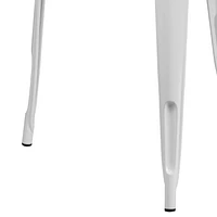 Table intérieure-extérieure en métal blanc carrée de 31,5 po
