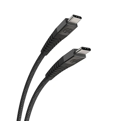 Scosche HDCCB4-SP Strikeline Heavy-Duty Premium USB-C to USB-C Charge & Sync Braided Cable 4-ft. Black/Space Gray, Heavy-Duty USB-C to USB-C Cbl