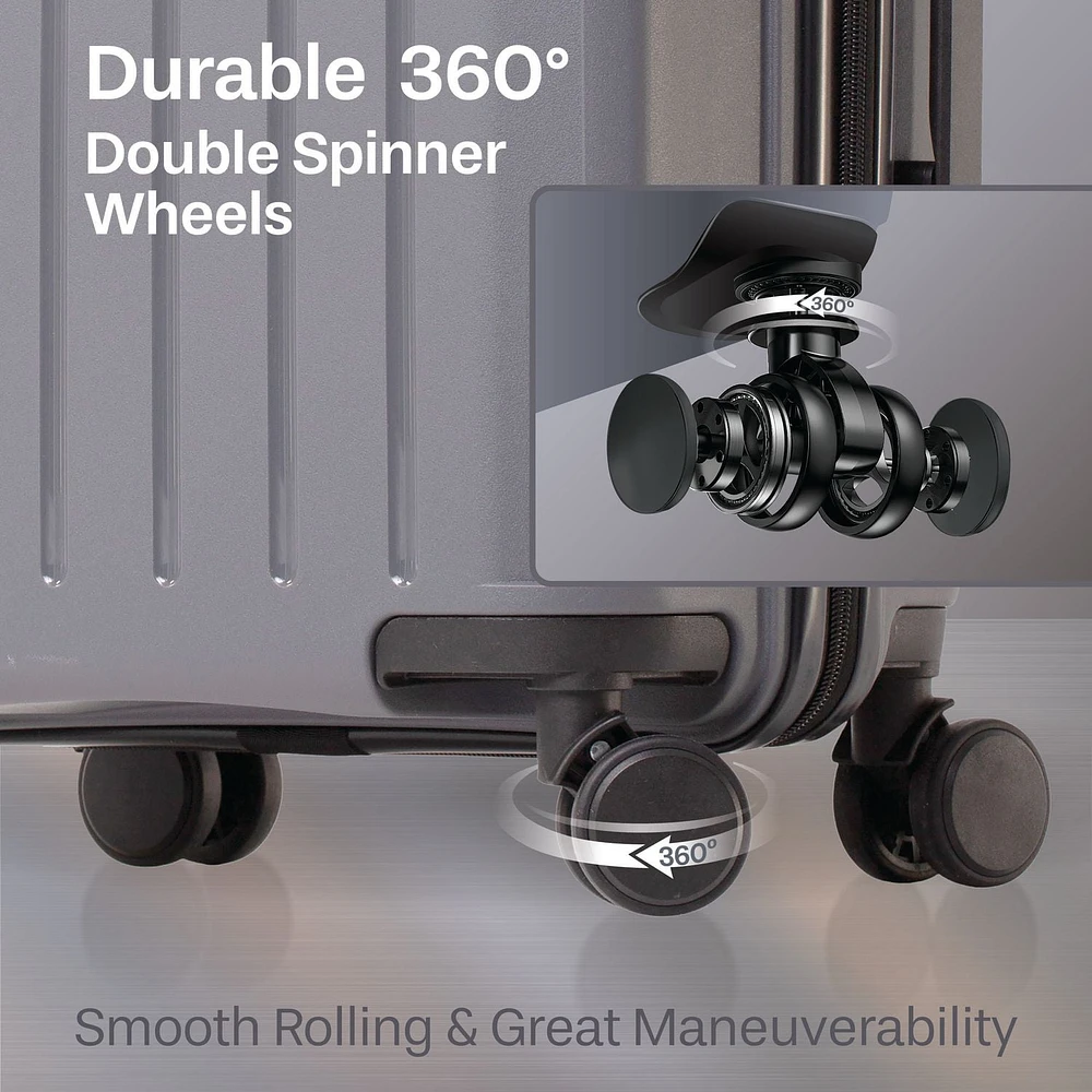 Ensemble de Bagages Rigides 5 Pièces : Valise Spinner 28", Bagage à main 20" et 3 Cubes de Rangement
