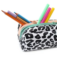 Pen+Gear Pochette de crayons à 2 fermetures à glissière imprimé léopard