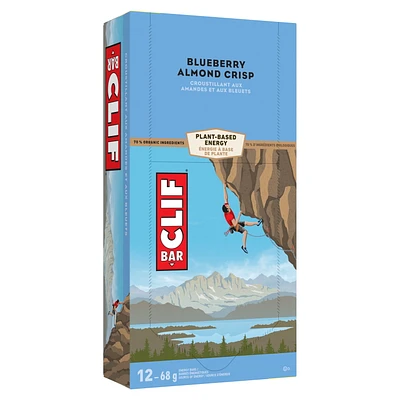 CLIF BAR, Blueberry Almond Crisp Energy Bar, 70% Organic Ingredients, No Artificial Flavours, 68 g (Pack of 12)