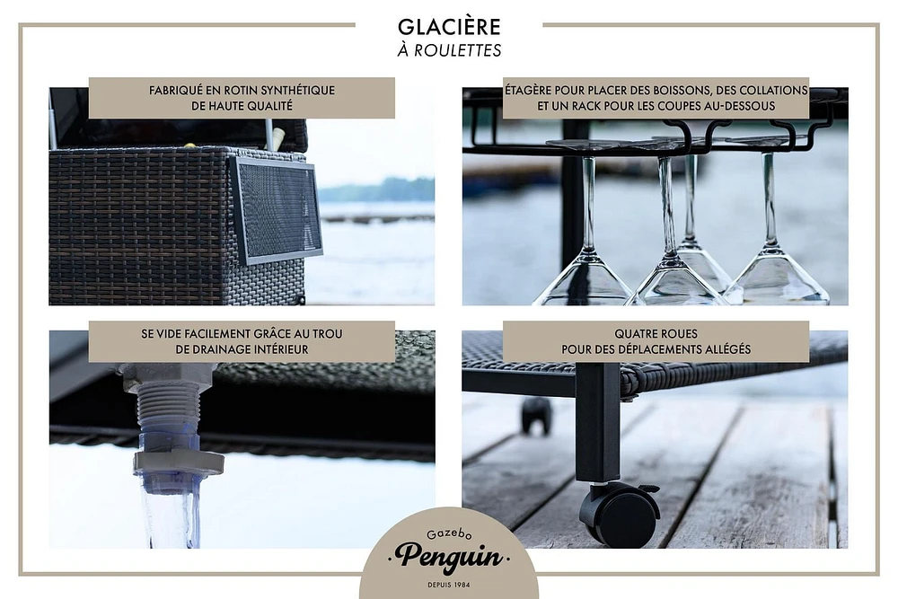 Glacière à Roulettes en rotin
