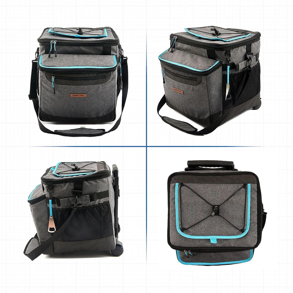 Glacière pliable à roulettes Ozark Trail 50 canettes, accès facile par le haut, qualité alimentaire, capacité 17,4 qt / 50 canettes. Glacière