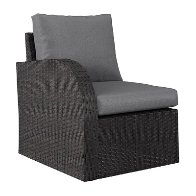 CorLiving Brisbane Rust-Resistant Wicker Left Arm Outdoor Patio Sectional Piece with Cushions