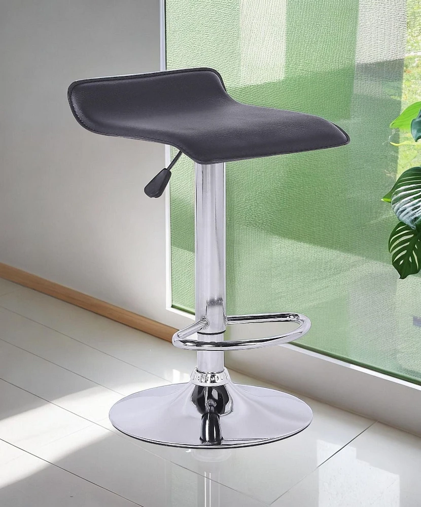 Tabouret noir avec base en acier inoxydable