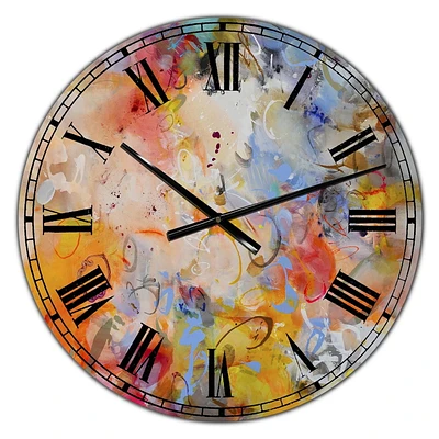 Designart Tourbillons de couleur bleu et jaune horloge murale