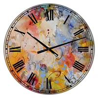 Designart Tourbillons de couleur bleu et jaune horloge murale