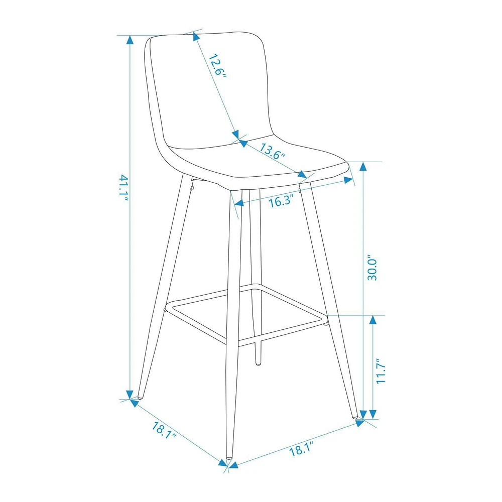 Homylin Ensemble de deux tabourets de bar modernes de hauteur de comptoir, 30", avec sièges rembourrés et dossiers, pieds dorés et repose-pieds, parfaits pour le bar à domicile et l'îlot de cuisine