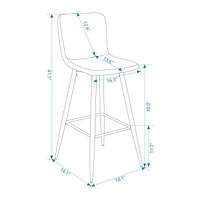 Homylin Ensemble de deux tabourets de bar modernes de hauteur de comptoir, 30", avec sièges rembourrés et dossiers, pieds dorés et repose-pieds, parfaits pour le bar à domicile et l'îlot de cuisine