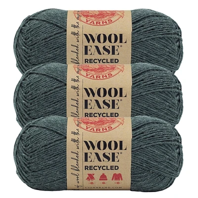 Lion Brand Wool-Ease Recyclé Charbon Laine Acrylique Moyen 3 Paquet