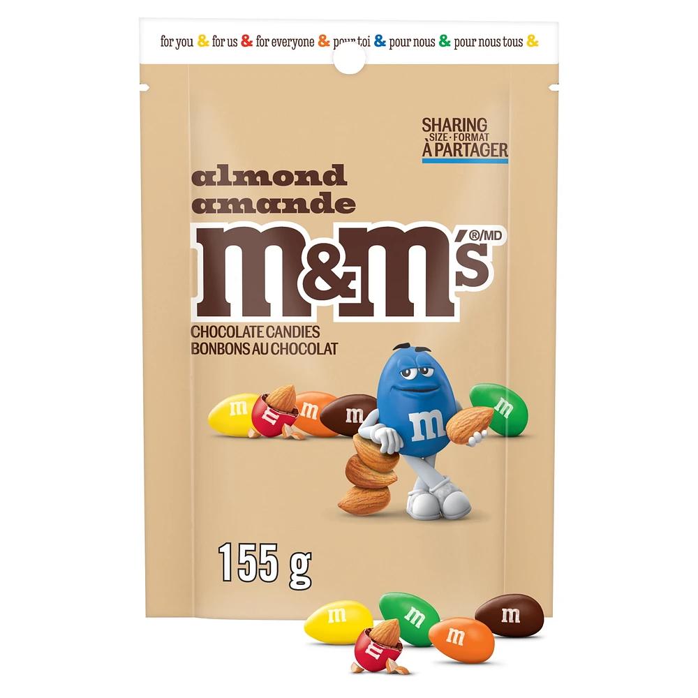 M&M'S, Almond Milk Chocolate Candies, Sharing Bag, 155g, E-M&MS M&M'S ALMOND 155G