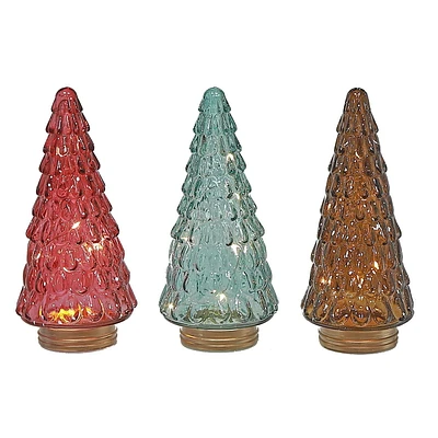 Décoration D'Arbre En Verre À Del 9,25" - Ensemble De 3