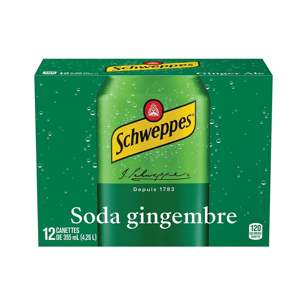 Schweppes Ginger Ale, 12 x 355 mL cans, 12x355mL