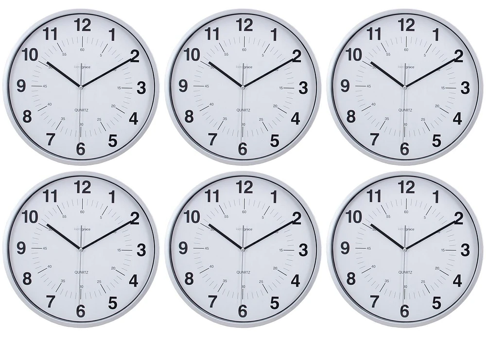 Horloge murale silencieuse Synchro de kieragrace - 30,48 cm (12 po), 1,91 cm (0,75 po) d'épaisseur, argentée