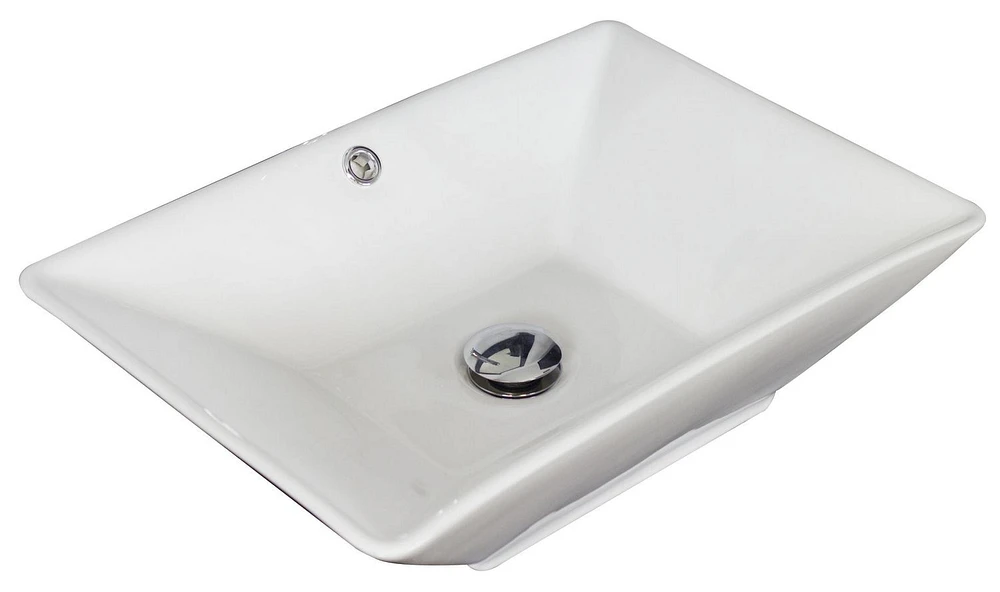 American Imaginations -in. W Above Counter White Bathroom Vessel Sink Set For Deck Mount Drilling AI