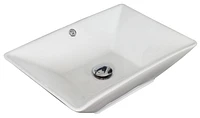 American Imaginations -in. W Above Counter White Bathroom Vessel Sink Set For Deck Mount Drilling AI