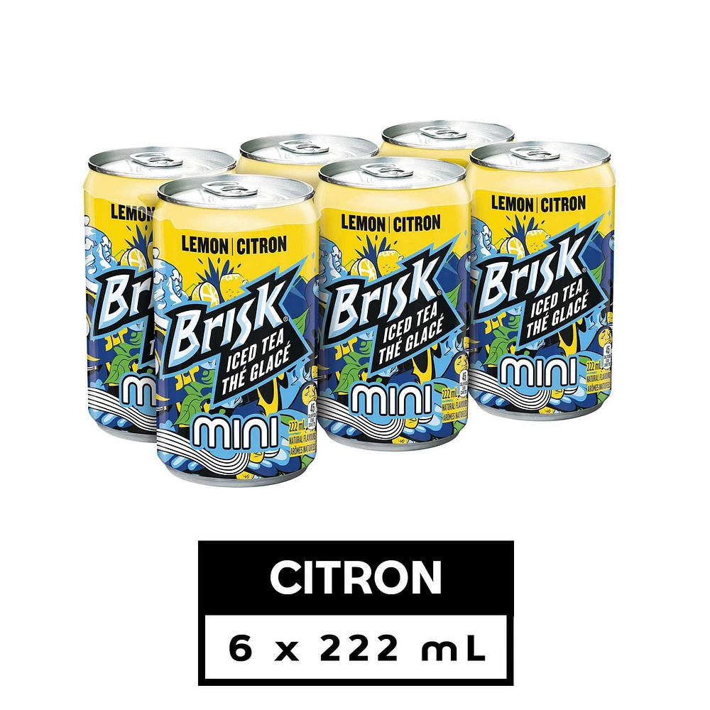 Brisk Lemon Iced Tea, 222mL Cans, 6 Pack