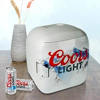 Coors Light Mini réfrigérateur 7,9 L, refroidisseur/réchaud portable 12 canettes pour voyage, maison, bureau - Gris