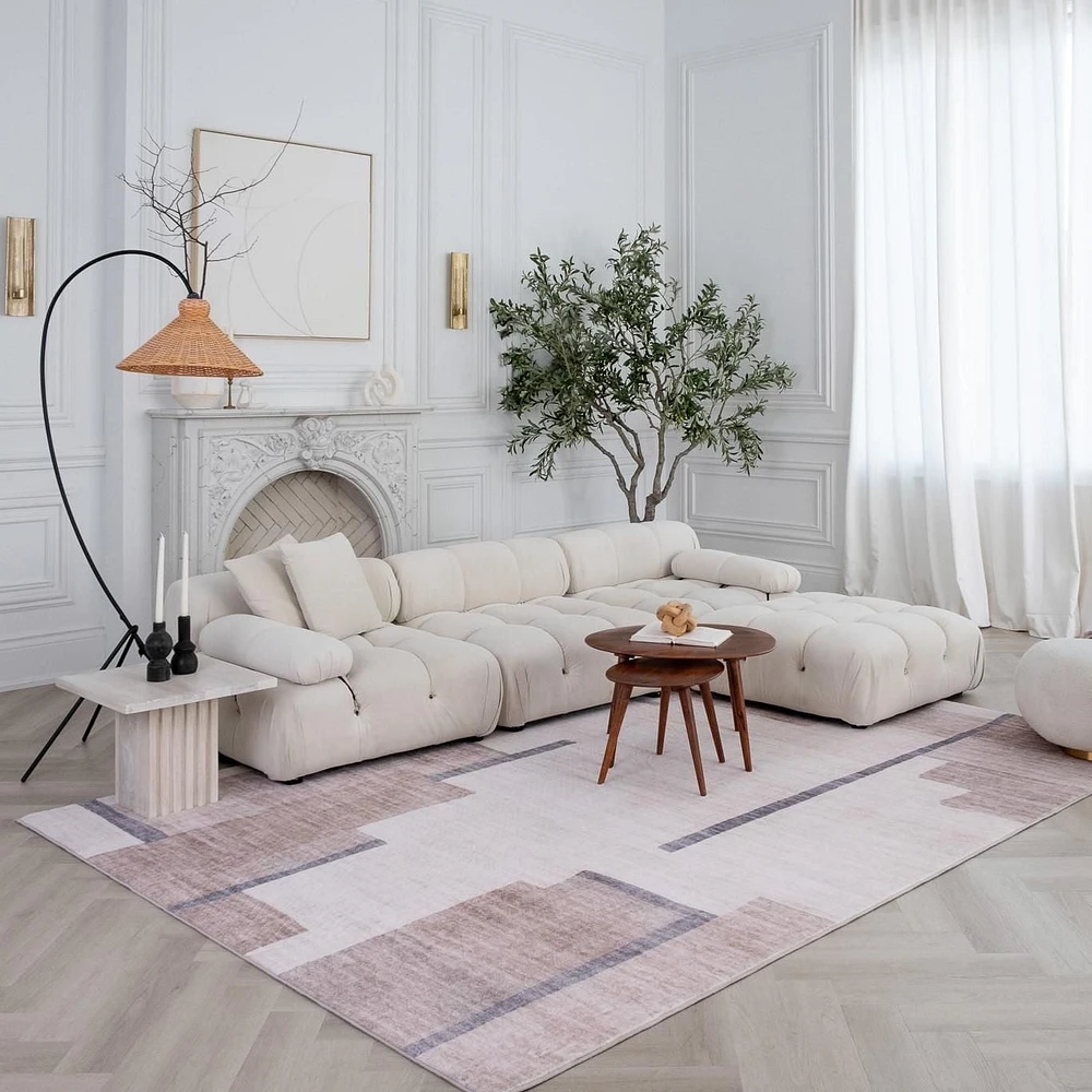 Rug Branch Eclipse Mid-Century Modern Indoor Area Rug, Beige Brown, Geometric - Living Room, Bedroom, Dining Room, and Office<br>