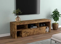 Safdie & Co. Tv Stand 59L Brown Reclaimed Wood 1 Big Drawer 5 Shelves