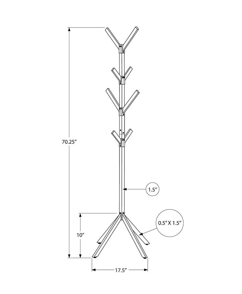Monarch Specialties Coat Rack, Hall Tree, Free Standing, 8 Hooks, Entryway, 70"h, Bedroom, Metal, White, Contemporary, Modern