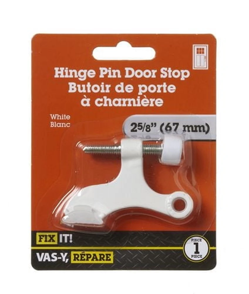 Butoir de porte à charnière 2-1/2 po blanc 1 pièce