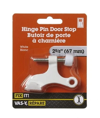 Butoir de porte à charnière 2-1/2 po blanc 1 pièce