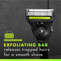 GilletteLabs with Exfoliating Bar Shaving Razor for Men, Black & Gold Edition, 1 Handle, 4 Blade Refills, 1 Magnetic Shower Hanger, 1CT