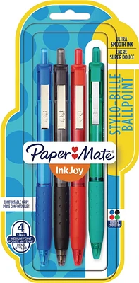 Stylos à bille rétractable InkJoy 300RT de Paper Mate à pointe moyenne de couleurs variées, Paq./4