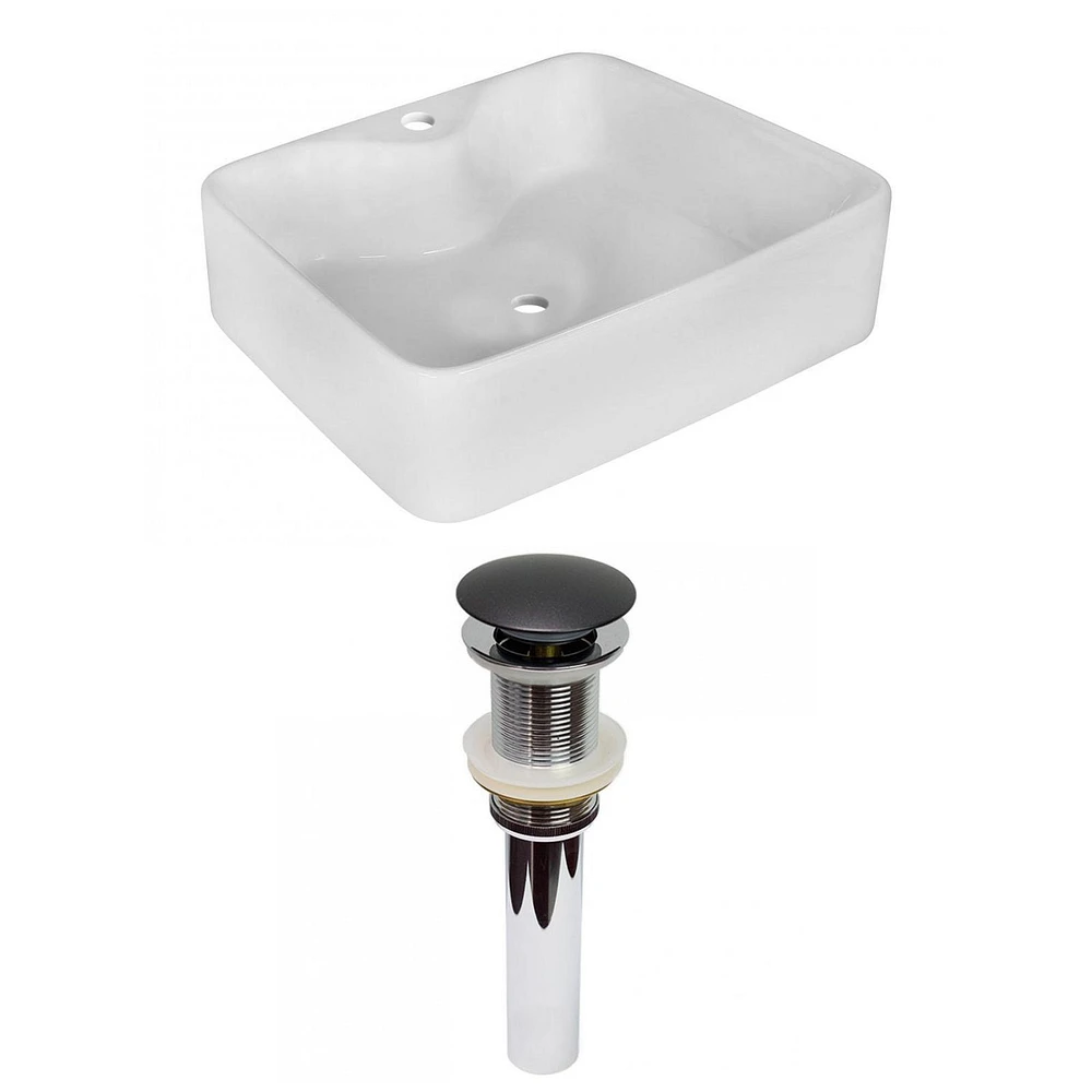 American Imaginations AI-31375 18,75 pouces W au-dessus du navire blanc de compteur pour le perçage de centre de 1 trou