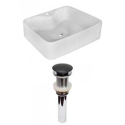 American Imaginations AI-31375 18,75 pouces W au-dessus du navire blanc de compteur pour le perçage de centre de 1 trou