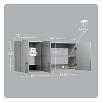 Prepac Armoire murale Elite 54 po, gris clair