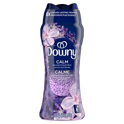 Perles rehausse-parfum pour lessive Downy Calme, perles parfumées pour la lessive, fraîcheur longue durée, parfum Lavande apaisante et gousse de vanille