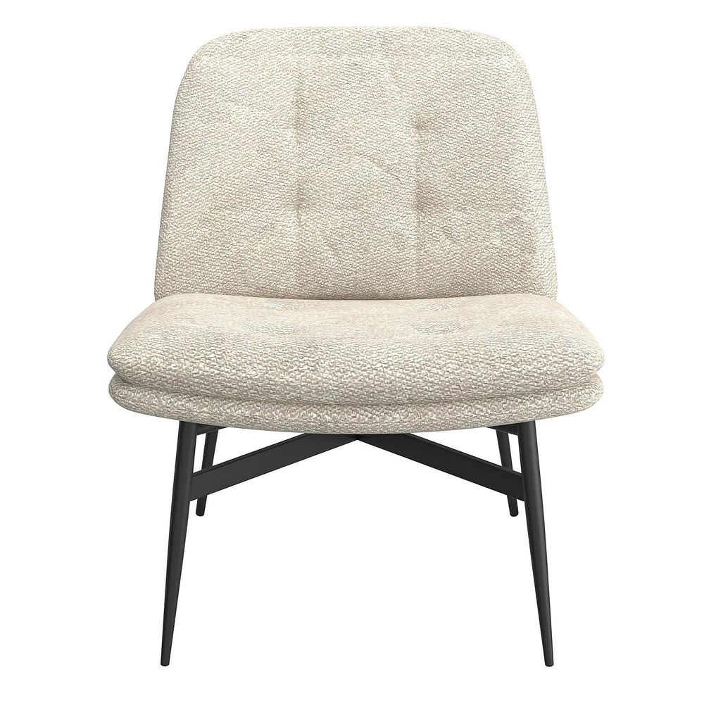 Chaise d’appoint moderne en tissu et en métal – beige et noir