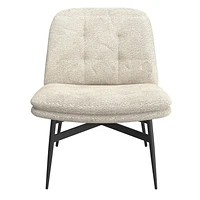 Chaise d’appoint moderne en tissu et en métal – beige et noir